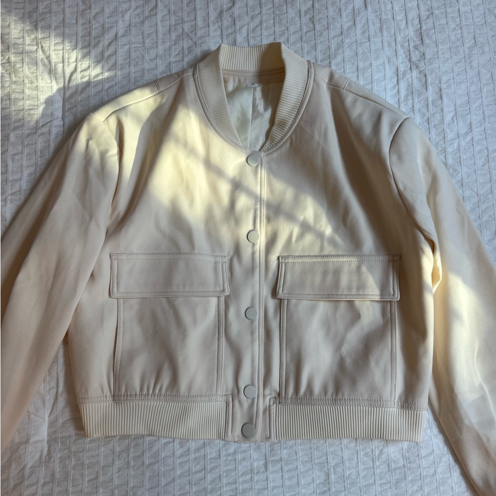 Cream Bomber Jacket